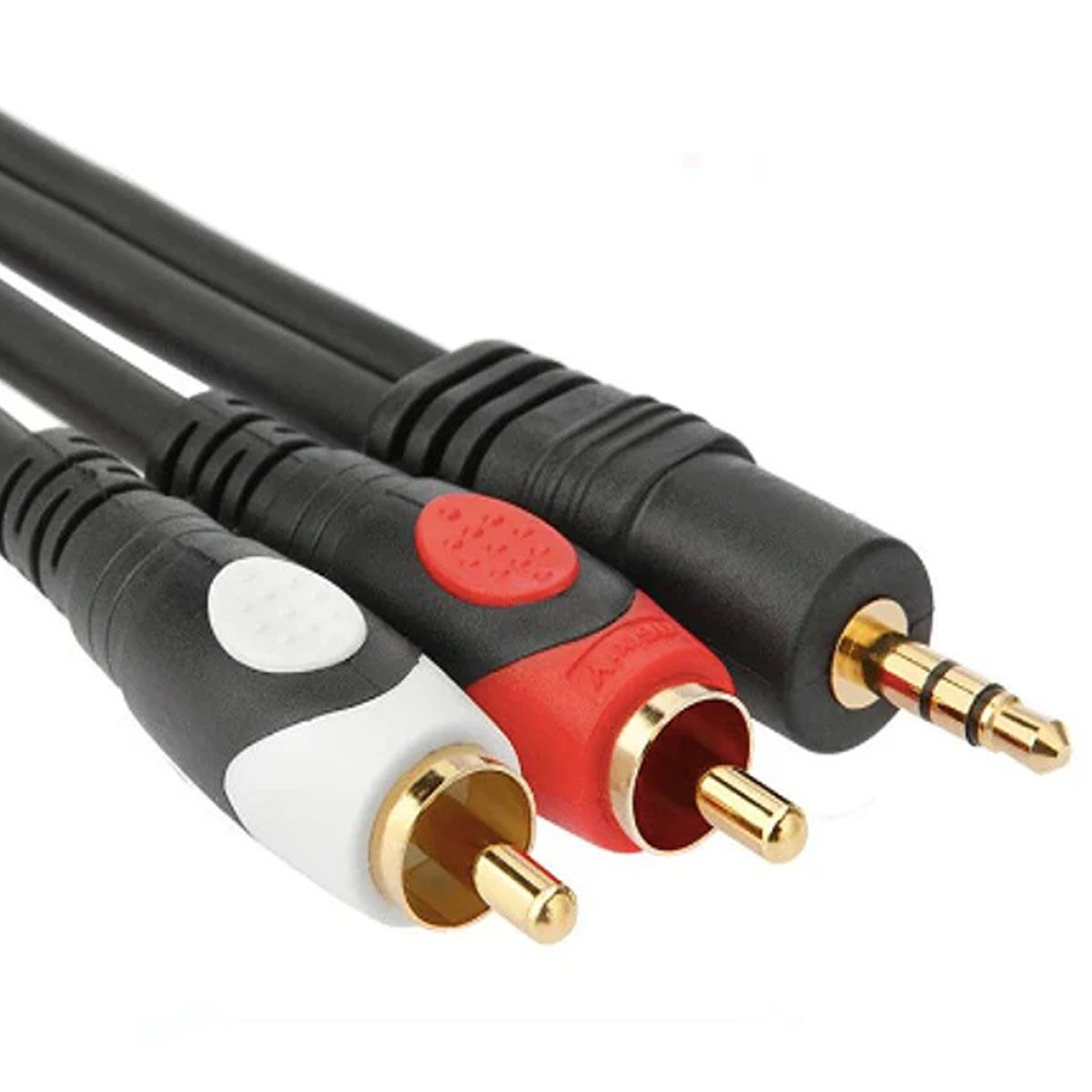GENERICO - Cable Audio 3.5 a 2 RCA 5 Mts Premium Conector Baño Oro