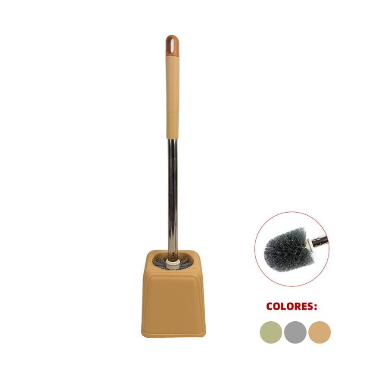 GENERICO - Escobilla Para Inodoro 53x12cm - Mango De Acero Inoxidable y Base De PP 1pcs - Colores Surtidos