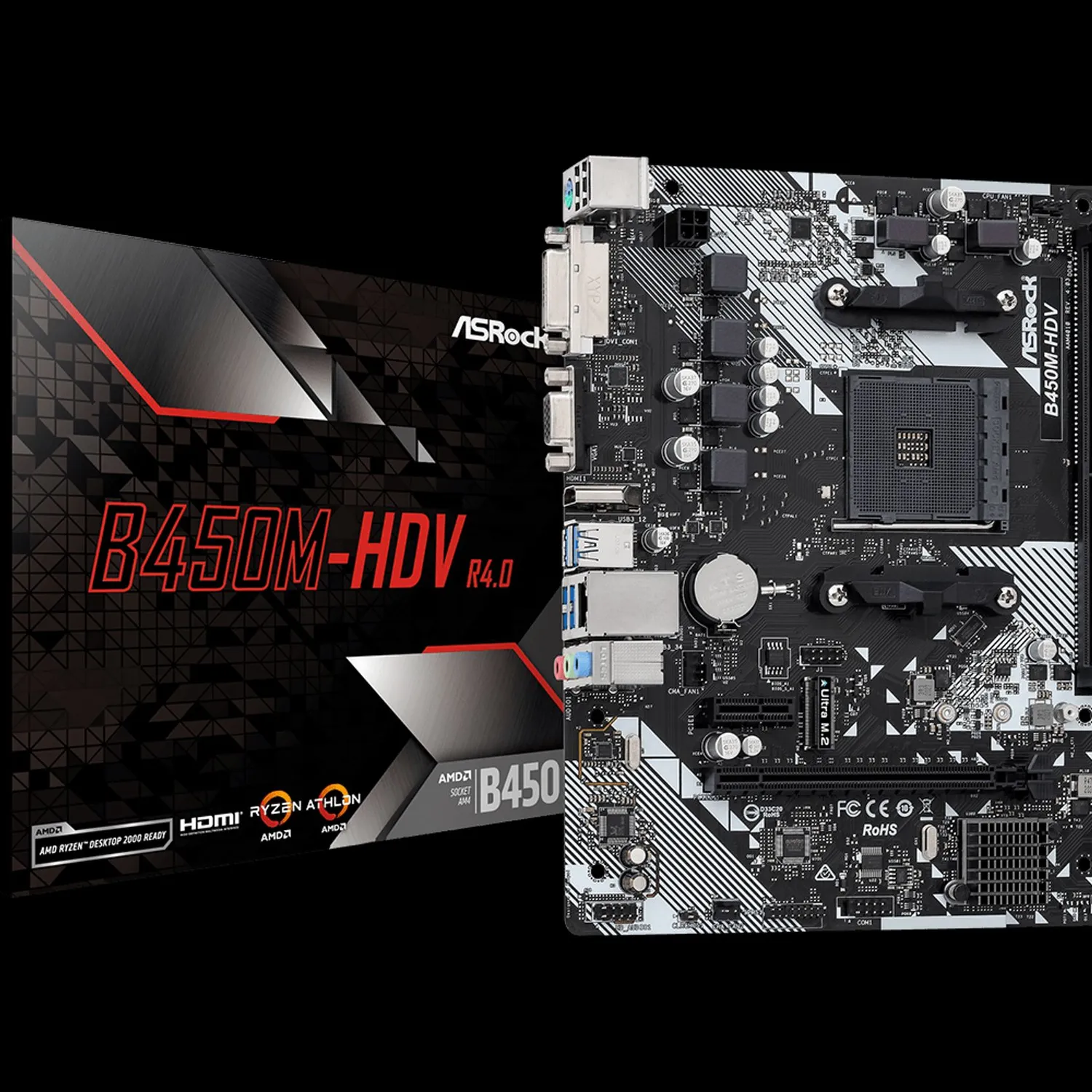 ASROCK Placa Madre ASRock B450M-HDV R4.0 AM4 Micro ATX DDR4