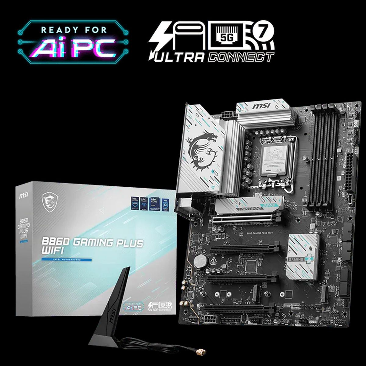 MSI - Placa Madre MSI B860M Gaming Plus WiFi DDR5 Intel LGA 1851 Micro ATX