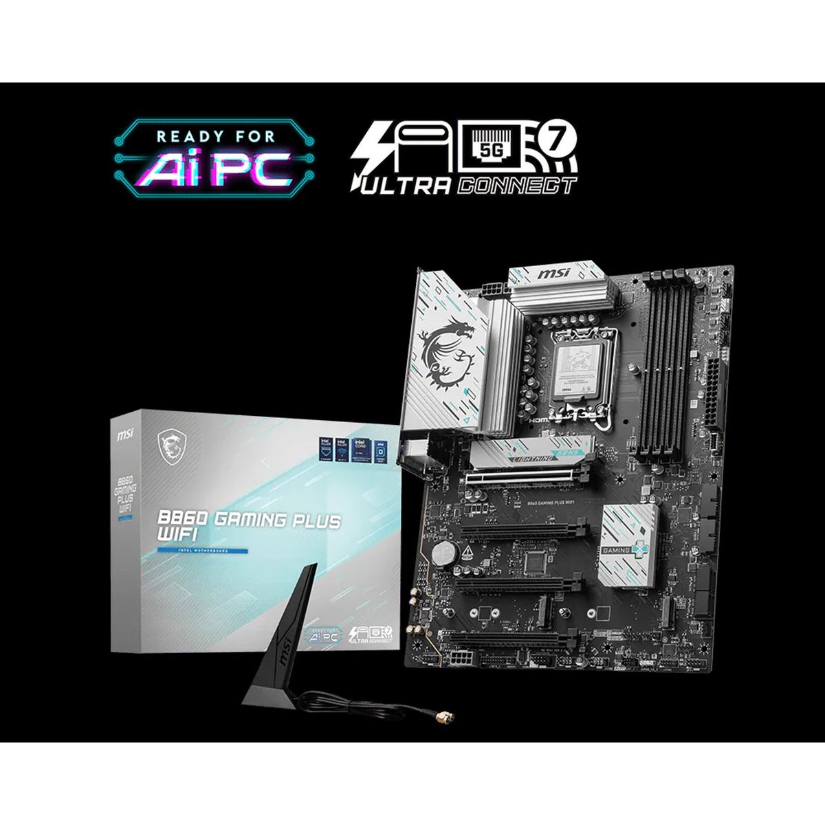 MSI - Placa Madre MSI B860M Gaming Plus WiFi DDR5 Intel LGA 1851 Micro ATX