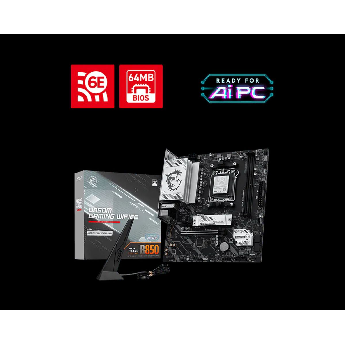 MSI - Placa Madre MSI B850M Gaming WiFi6E AM5 Micro ATX DDR5