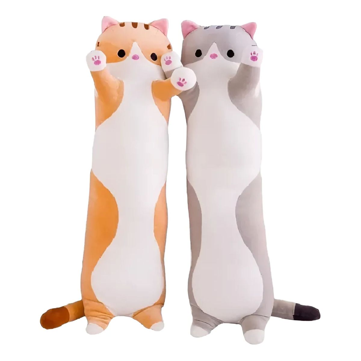 GENERICO - Peluche Almohada Gatito Largo Gato Kawai Grande 70 cm Gris