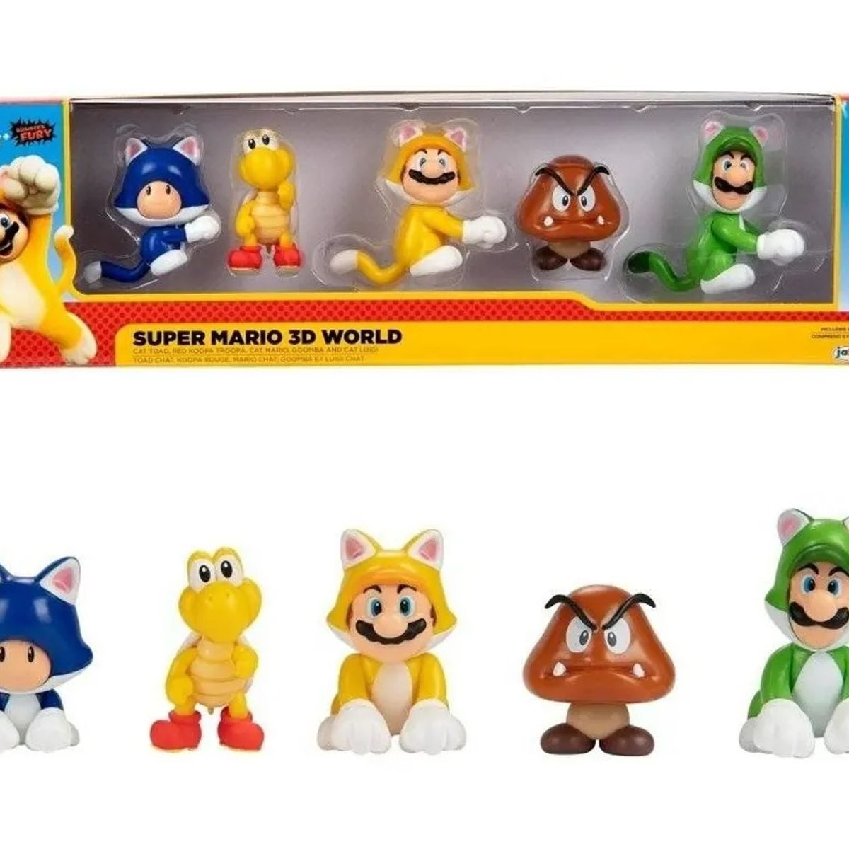 JAKKS PACIFIC - World Bowsers Fury Felino Pack 5 Figuras Super Mario 3D
