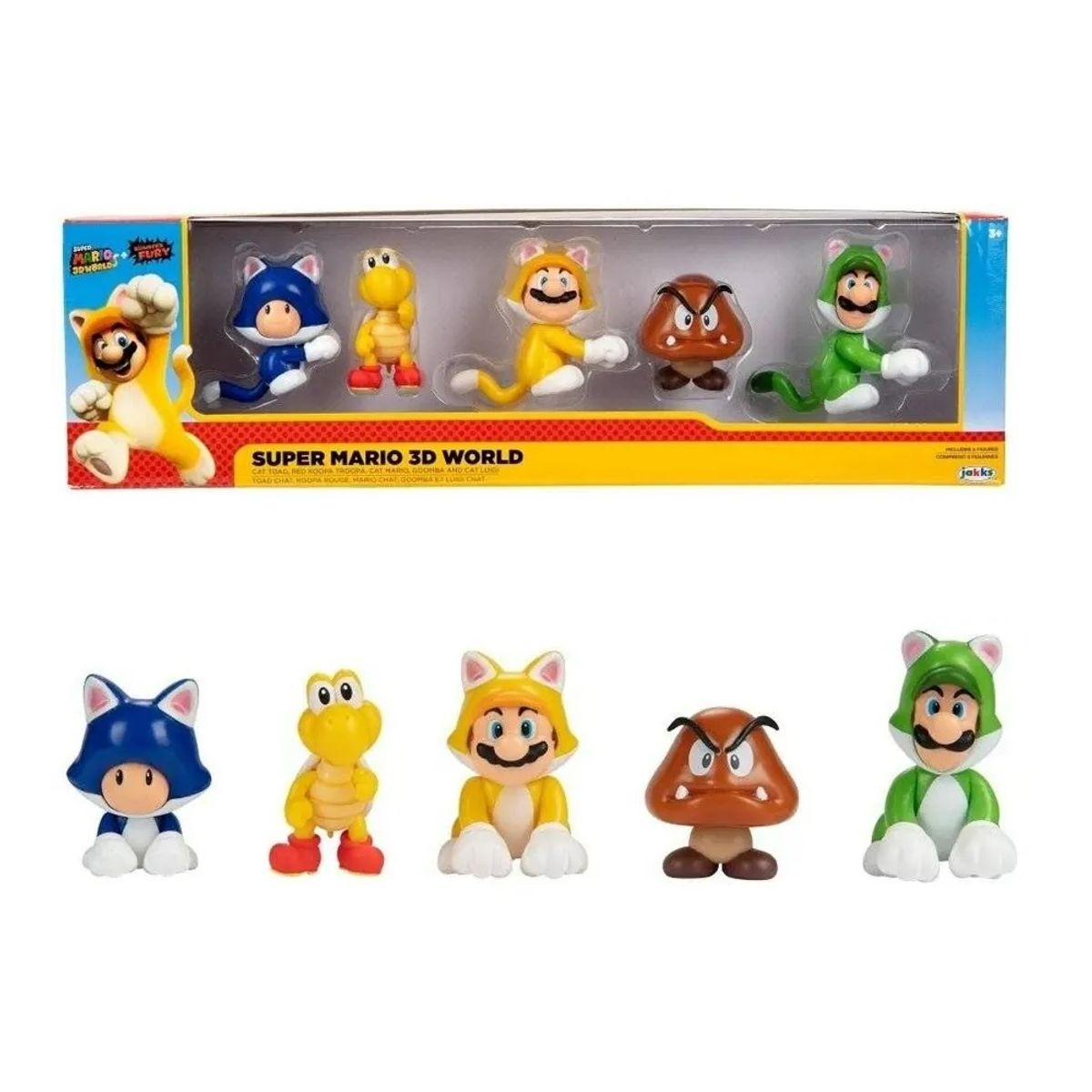 JAKKS PACIFIC - World Bowsers Fury Felino Pack 5 Figuras Super Mario 3D