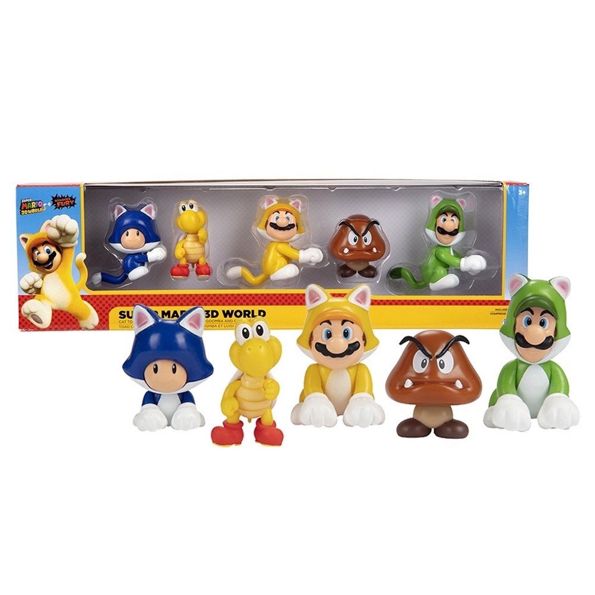 JAKKS PACIFIC - World Bowsers Fury Felino Pack 5 Figuras Super Mario 3D