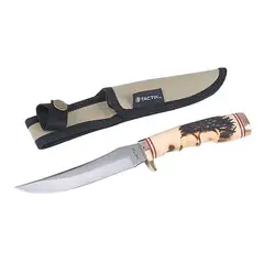 TACTIX - CUCHILLO DE CAZA ACERO INOX Y MANGO TIPO HUESO 220 MM