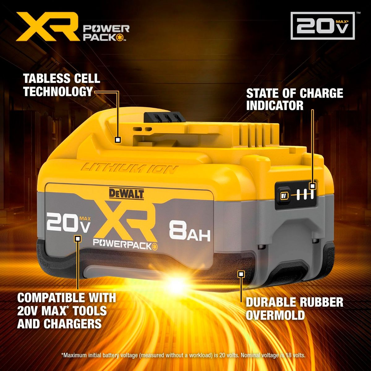 BATERIA 8AH POWERPACK DEWALT 20V MAX XR, marca DEWALT - Foto 2