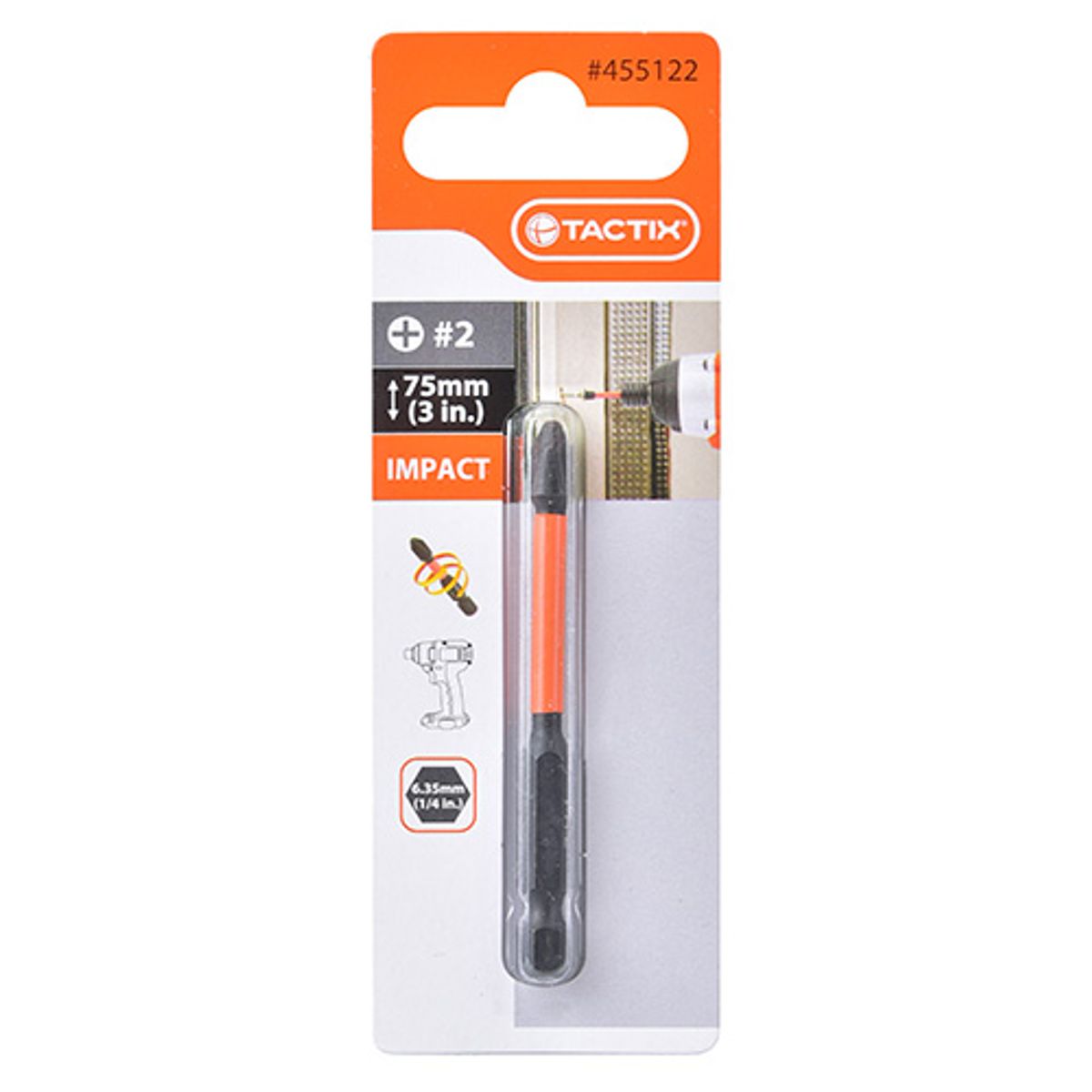 TACTIX - DISPLAY DE PUNTA DE IMPACTO 1 PIEZA TACTIX PH2 X 75 MM