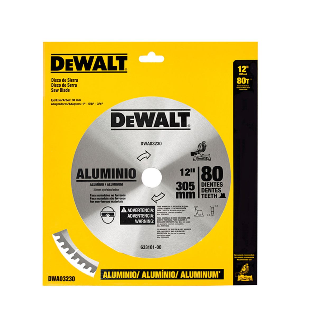 DEWALT - DISCO DE SIERRA INGLETEADORA DEWALT ALUMINIO 80 TPI DE 12