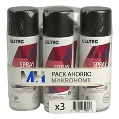 FULLTEC - Pack X3 Pintura Spray Tela Madera Metal Plastico Vehicular Negro