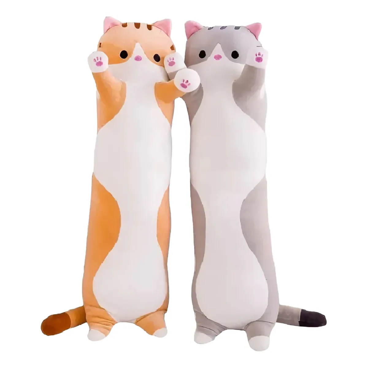 GENERICO - Peluche Almohada Gatito Largo Gato Kawai Grande 70 cm Café