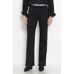 WADOS - JEANS MUJER RECTO TIRO ALTO PRETINA BASICA CON UN BOTON