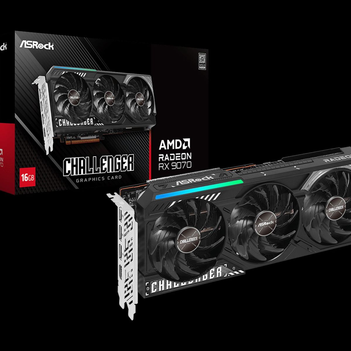 ASROCK - Tarjeta de Video Asrock Radeon RX 9070 XT Challenger 16G DDR6 3XFAN