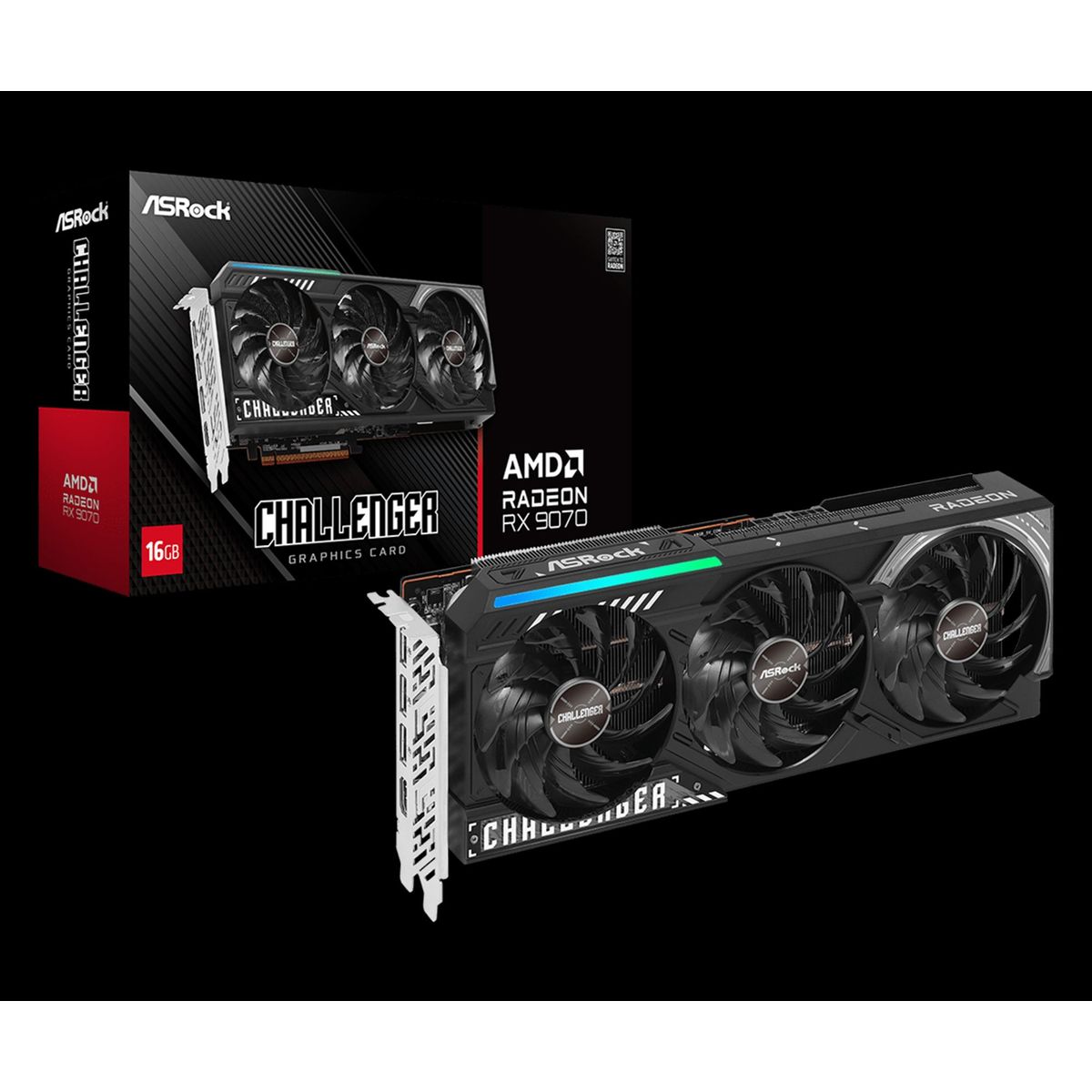 ASROCK - Tarjeta de Video Asrock Radeon RX 9070 XT Challenger 16G DDR6 3XFAN