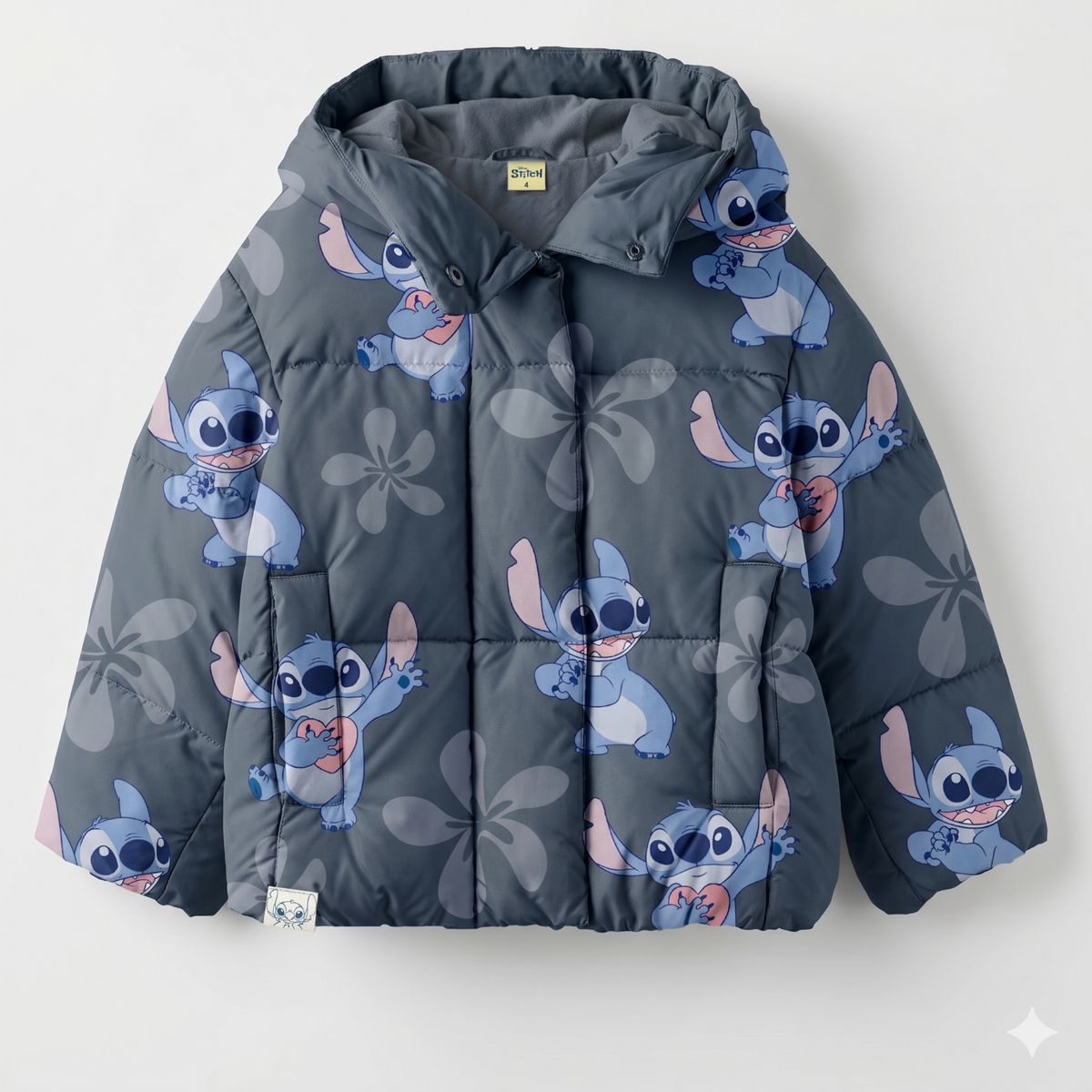 DISNEY - Parka Niña Full Print Lilo & Stitch Gris Disney