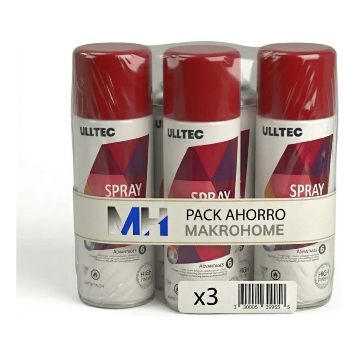 FULLTEC - Pack X3 Pintura Spray Tela Madera Metal Plastico Vehicular Rojo Scarlet