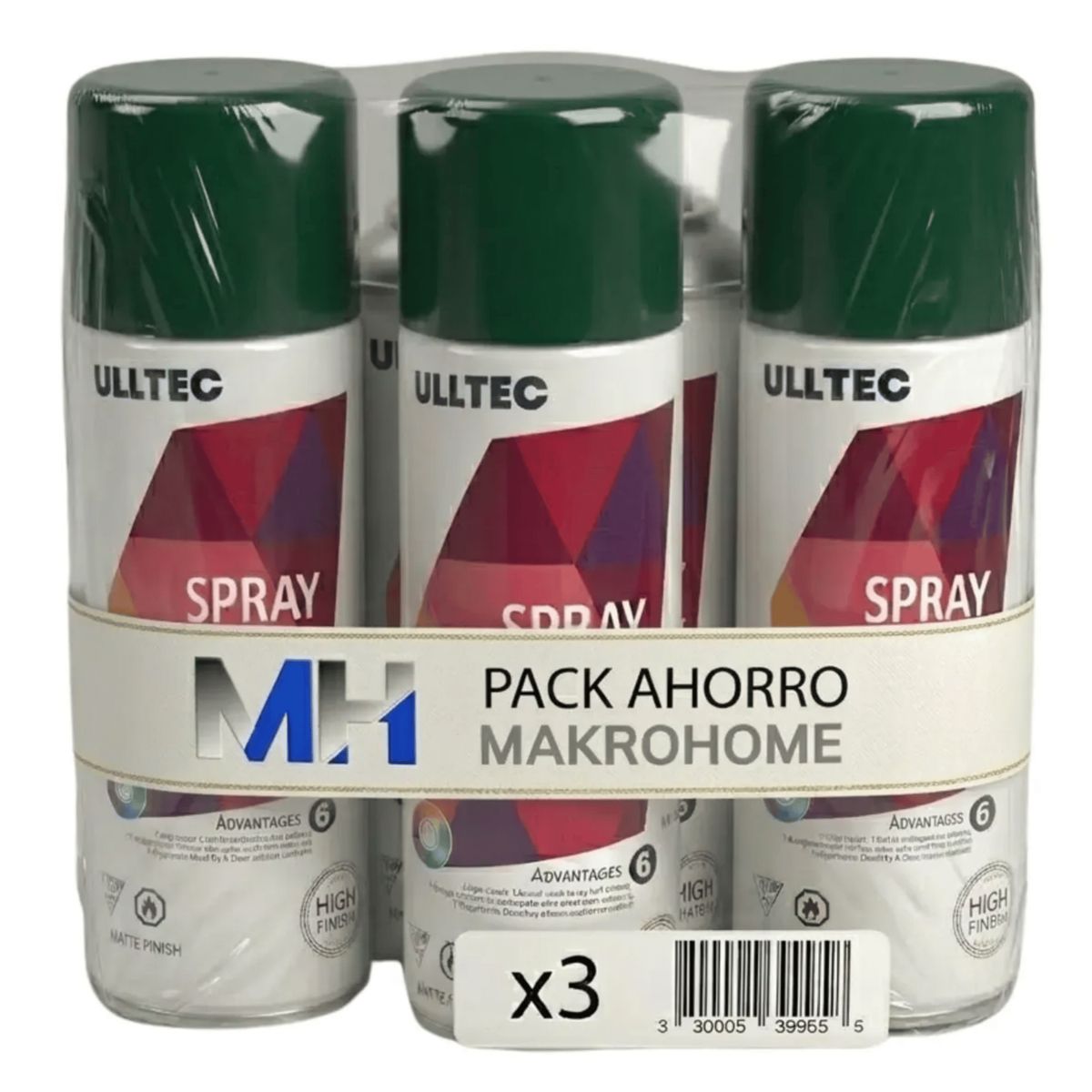 FULLTEC - Pack X3 Pintura Spray Tela Madera Metal Plastico Vehicular Verde Musgo