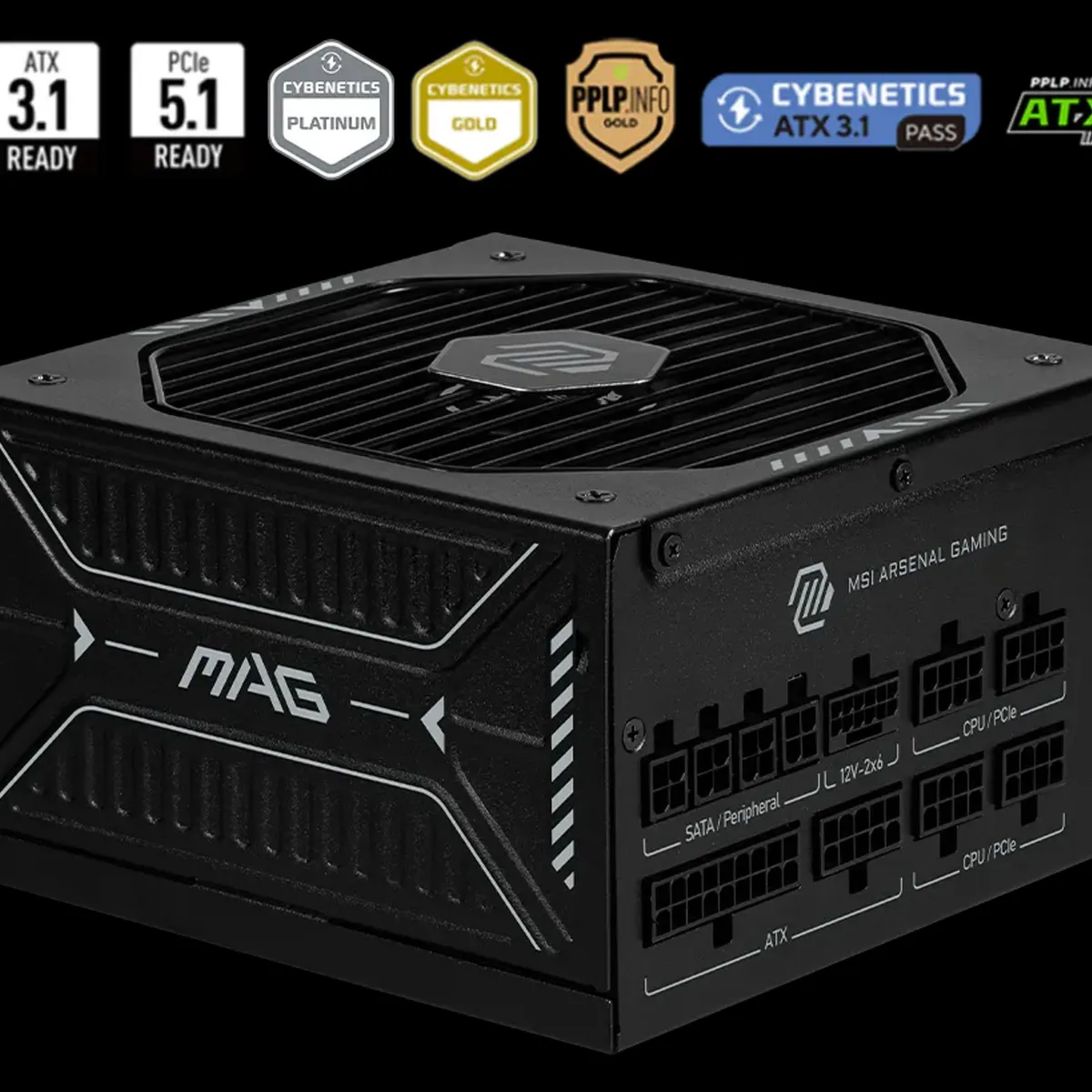 MSI - Fuente de Poder MSI MAG A1000GLS PCIE5, Certificada 80+ GOLD