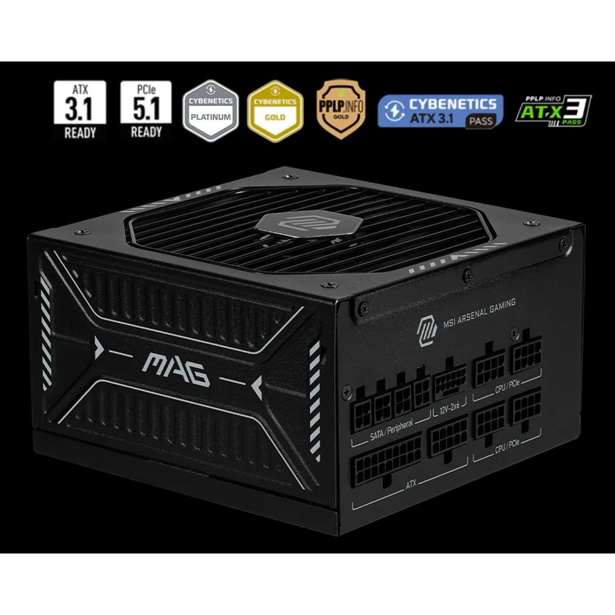 MSI - Fuente de Poder MSI MAG A1000GLS PCIE5, Certificada 80+ GOLD