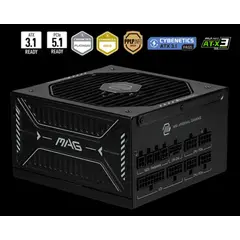 MSI - Fuente de Poder MAG A1000GLS PCIE5, Certificada 80+ GOLD
