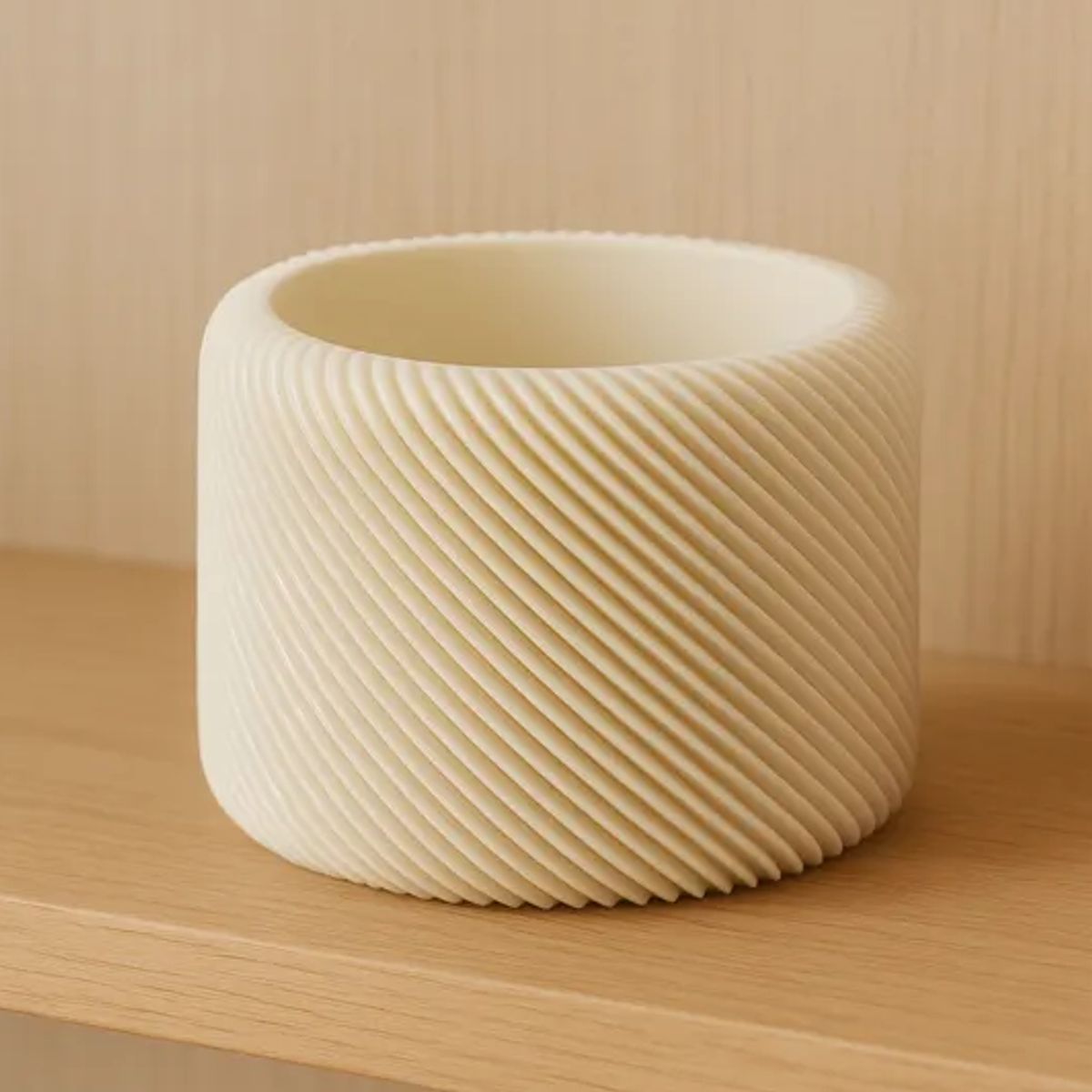 GENERICO - Figura decorativa Macetero Blanco con Textura