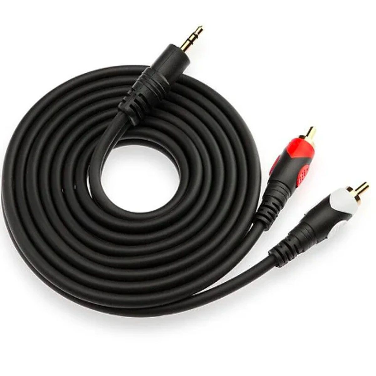 GENERICO - Cable Audio 3.5 a 2 RCA 15 Mts Premium Conector Baño Oro