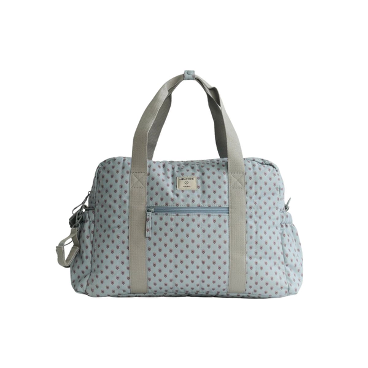 LOUNGE - Bolso Maternal Print - Celeste con Flores - Lounge