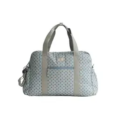 LOUNGE - Bolso Maternal Print - Celeste con Flores -