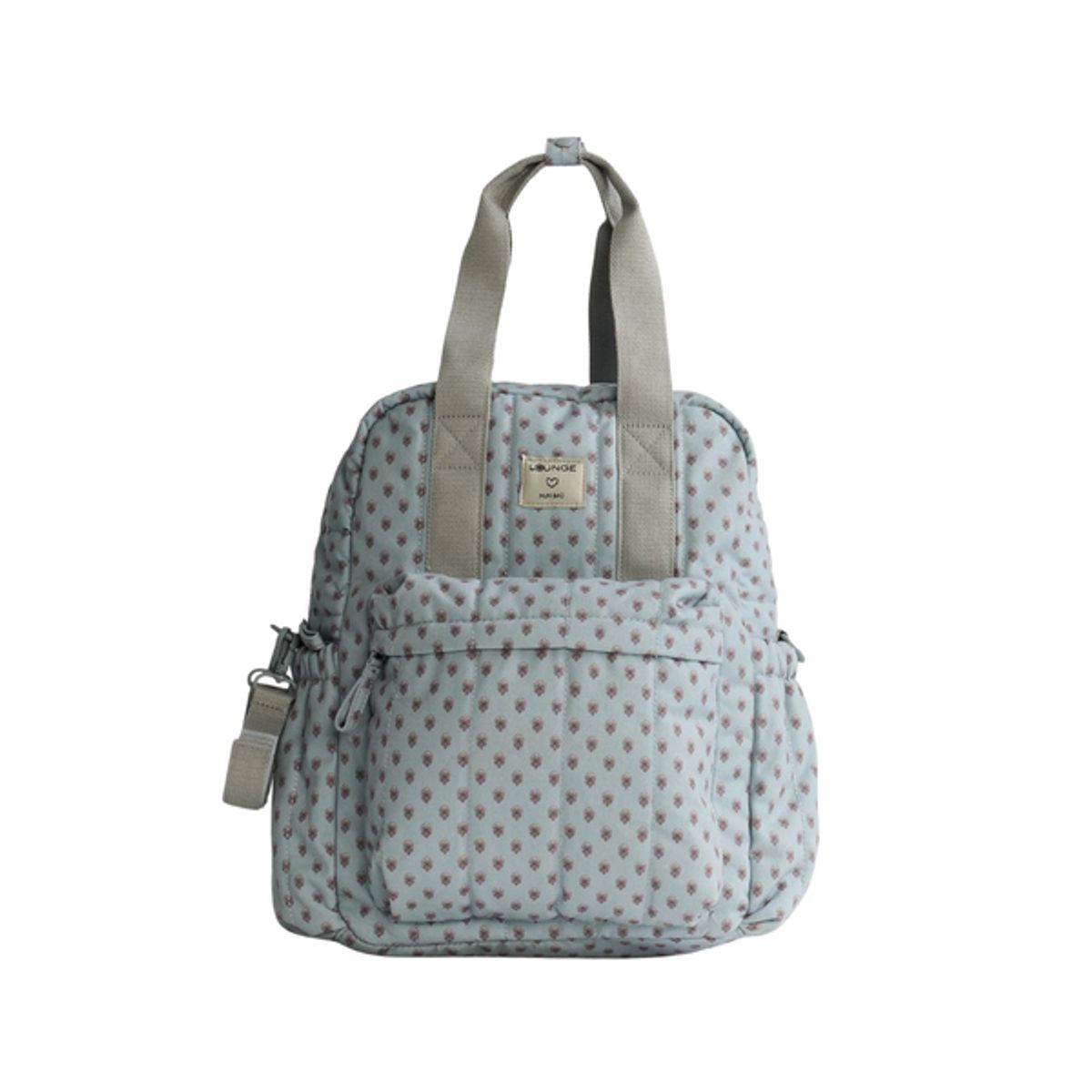 LOUNGE - Mochila Maternal Print - Celeste con Flores - Lounge