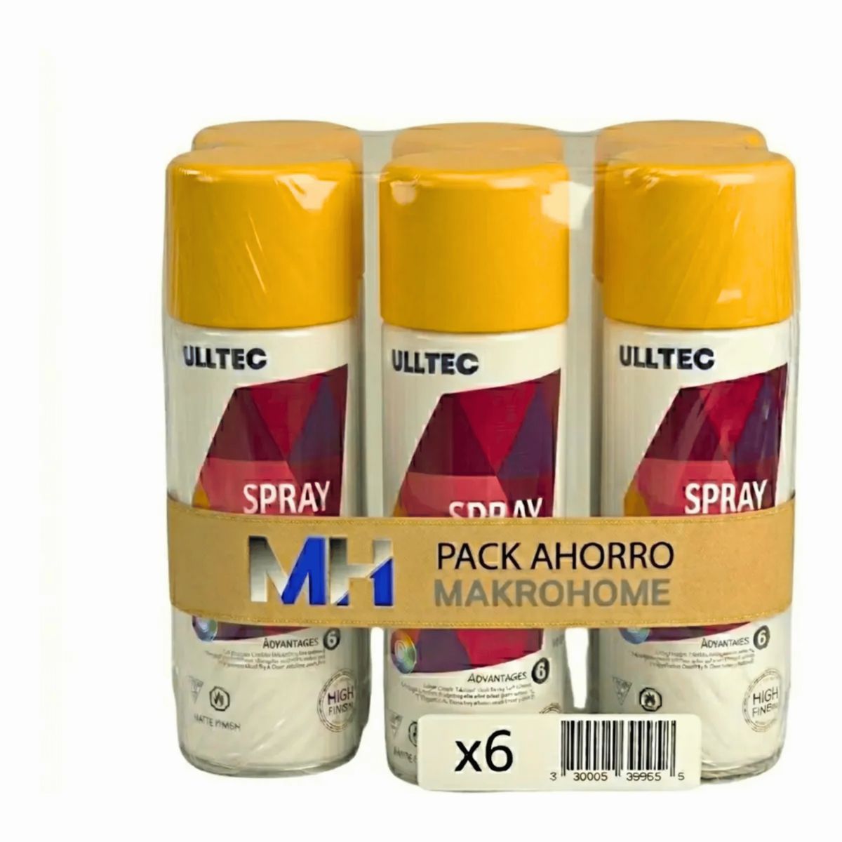 FULLTEC - Pack X6 Pintura Spray Tela Madera Metal Plastico Vehicular amarillo 25