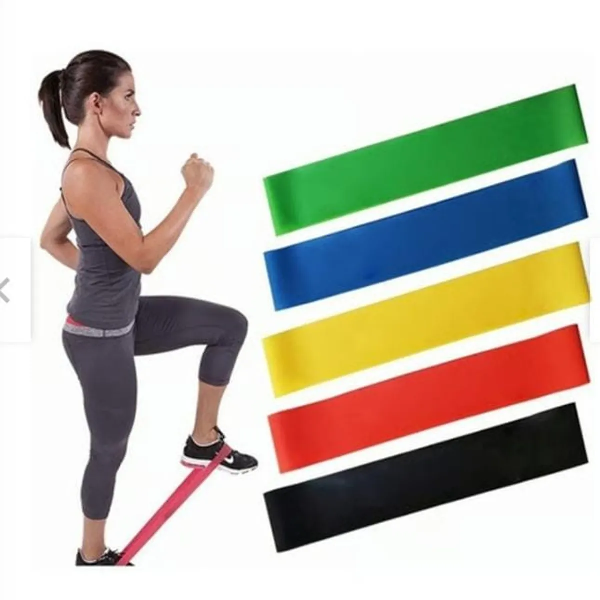 GENERICO - SET 5 BANDAS ELASTICAS PIERNAS GLUTEOS ALTA CALIDAD
