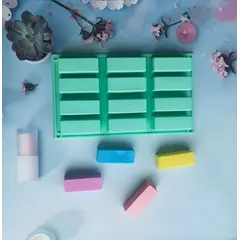GENERICO - Molde de silicona rectangular para barras con 12 cavidades en Verde Claro
