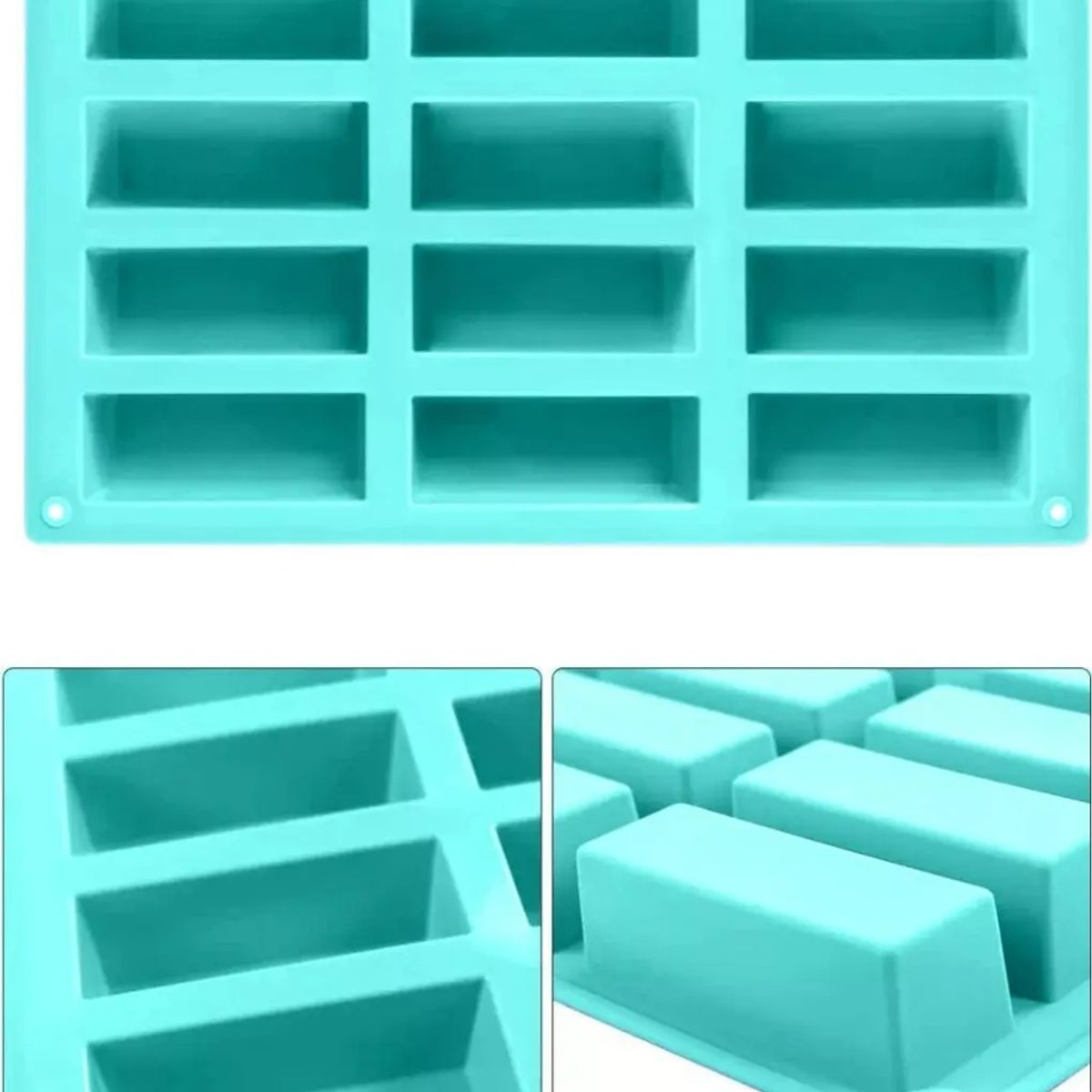 GENERICO - Molde de silicona rectangular para barras con 12 cavidades en Verde Claro
