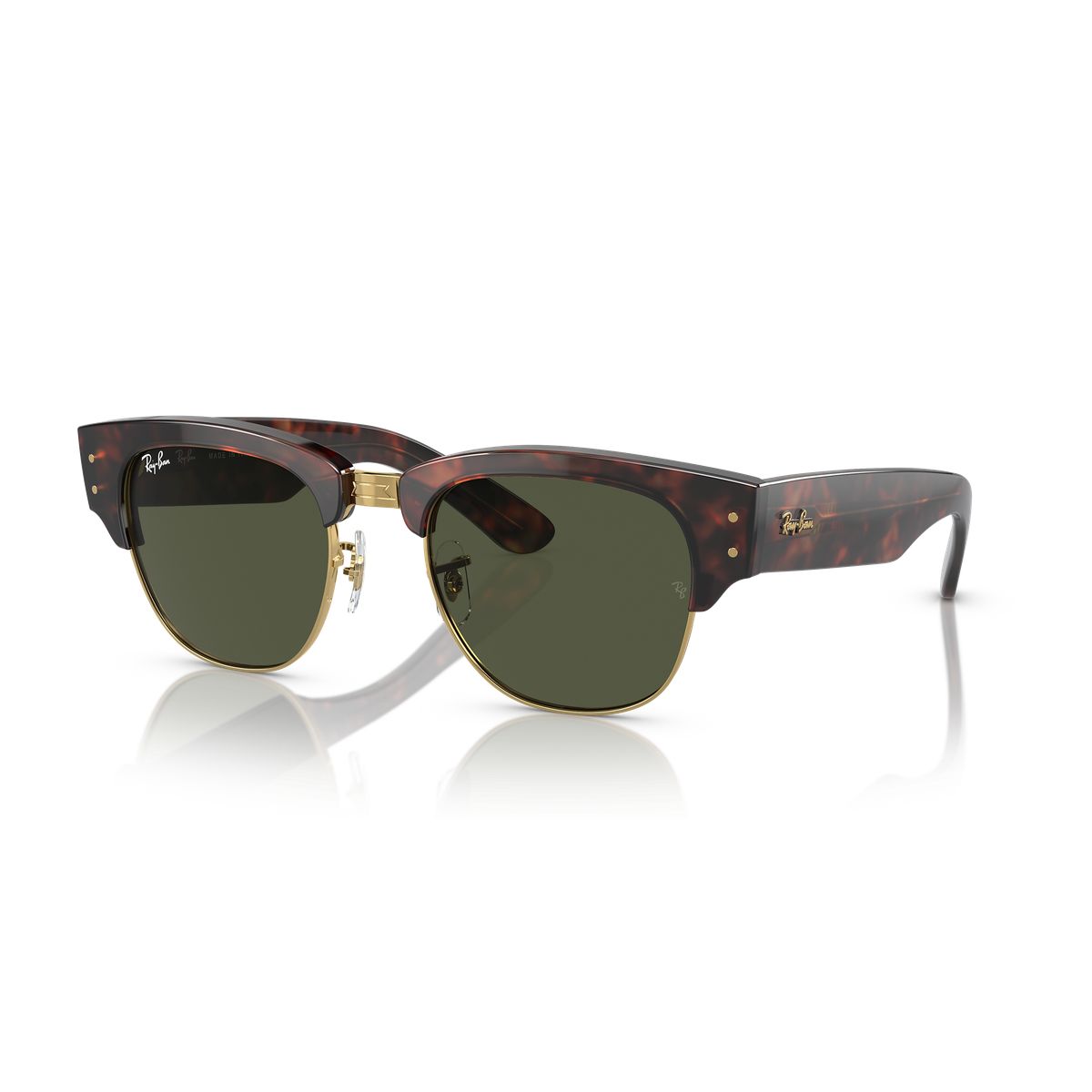 RAY BAN - Anteojos de sol Ray-Ban Mega Clubmaster Carey Pulido sobre DoradoG-15 Verde 53 mm  Lentes de sol RB0316S 99031 53-21