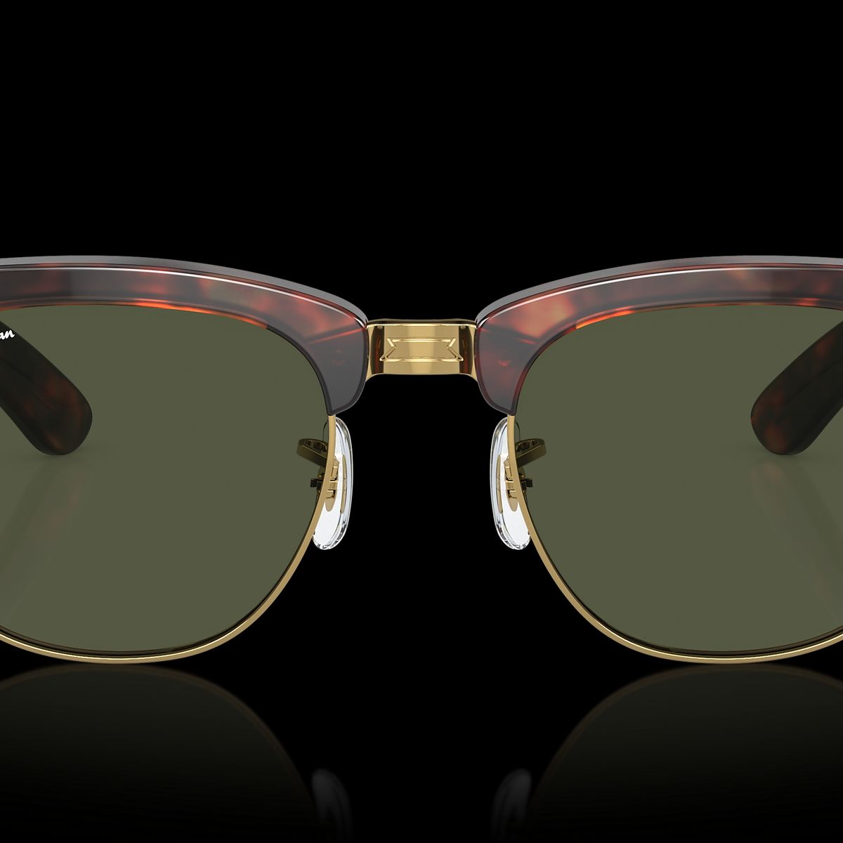 RAY BAN - Anteojos de sol Ray-Ban Mega Clubmaster Carey Pulido sobre DoradoG-15 Verde 53 mm  Lentes de sol RB0316S 99031 53-21