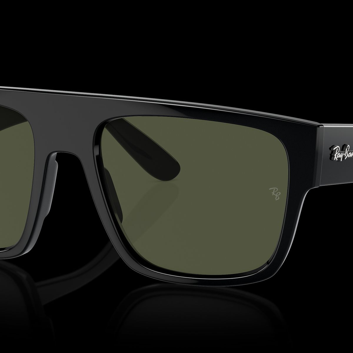 RAY BAN - Anteojos de sol Ray-Ban Drifter Negro PulidoVerde 57 mm  Lentes de sol RB0360S 90131 57-20