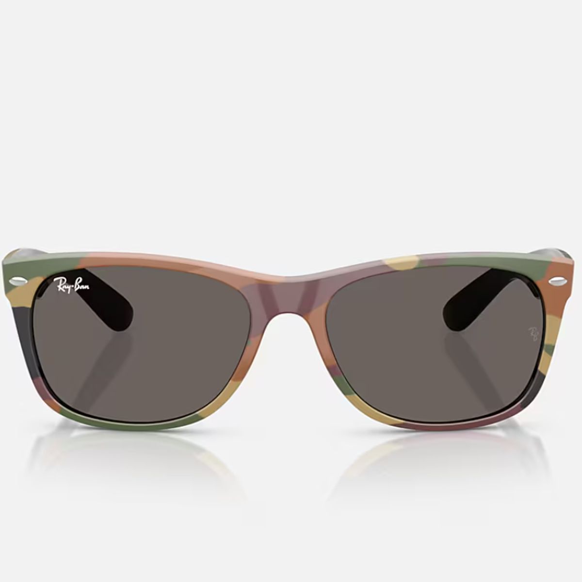 RAY BAN - Anteojos de sol Ray-Ban New Wayfarer Camuflaje VerdeGris Oscuro 55 mm  Lentes de sol RB2132 6822B1 55-18