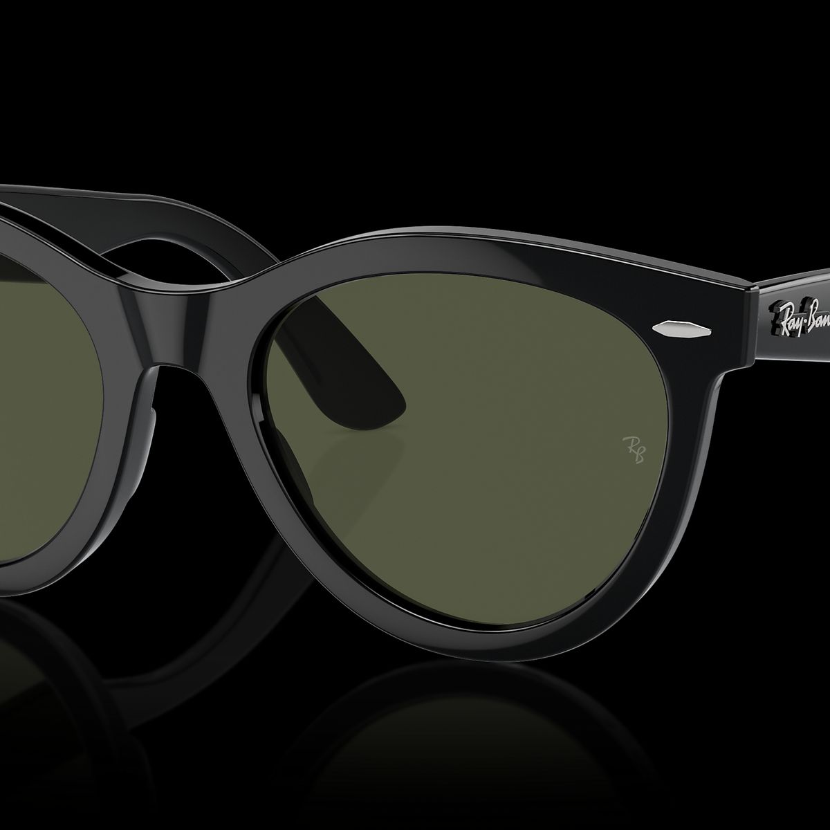 RAY BAN - Anteojos de sol Ray-Ban Wayfarer Way Negro PulidoVerde 54 mm  Lentes de sol RB2241 90131 54-21