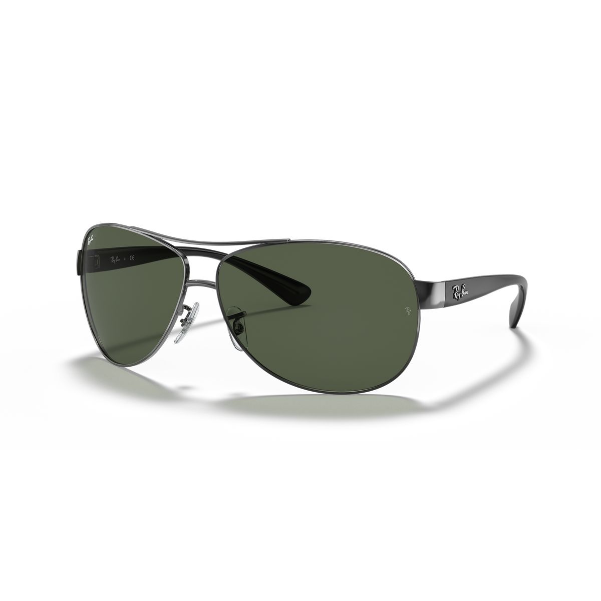 RAY BAN - Anteojos de sol Ray-Ban RB3386 Gunmetal PulidoVerde Oscuro 67 mm  Lentes de sol RB3386 00471 67-13