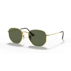 RAY BAN - Anteojos de sol Ray-Ban Hexagonal Plano Dorado PulidoG-15 Verde 51 mm Lentes de sol RB3548N 001 51-21