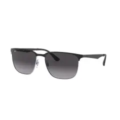 RAY BAN - Anteojos de sol Ray-Ban RB3569 Negro sobre PlateadoGris Degradado 59 mm Lentes de sol RB3569 90048G 59-17