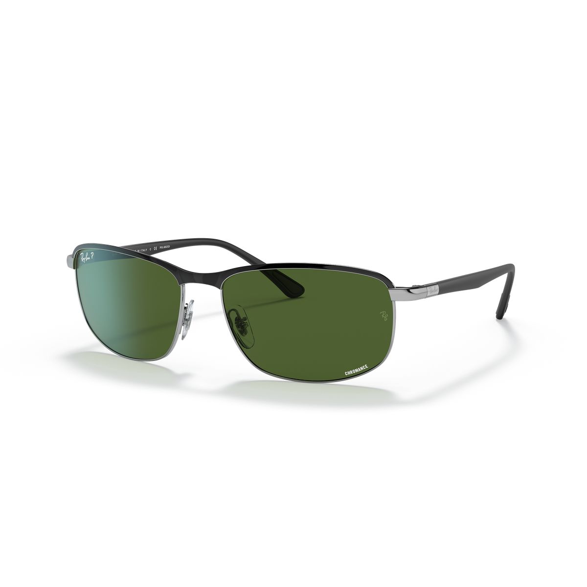 RAY BAN - Anteojos de sol Ray-Ban RB3671CH Chromance Negro sobre PlateadoVerde Oscuro Polarizado 60 mm