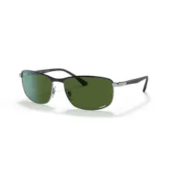 RAY BAN - Anteojos de sol Ray-Ban RB3671CH Chromance Negro sobre PlateadoVerde Oscuro Polarizado 60 mm Lentes de sol RB3671CH 9144P1 60-16