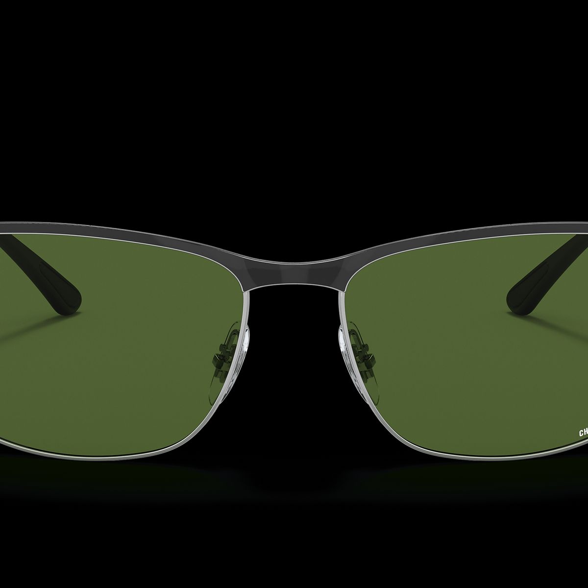 RAY BAN - Anteojos de sol Ray-Ban RB3671CH Chromance Negro sobre PlateadoVerde Oscuro Polarizado 60 mm