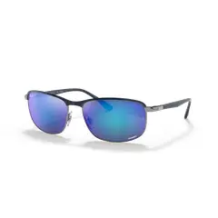 RAY BAN - Anteojos de sol Ray-Ban RB3671CH Azul Mate sobre GunmetalGris-Azul Chromance Polarizado 60 mm Lentes de sol RB3671CH 92044L 60-16