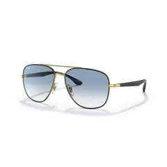 RAY BAN - Anteojos de sol Ray-Ban Negro Pulido sobre DoradoAzul Degradado 56 mm Lentes de sol RB3683 90003F 56-15