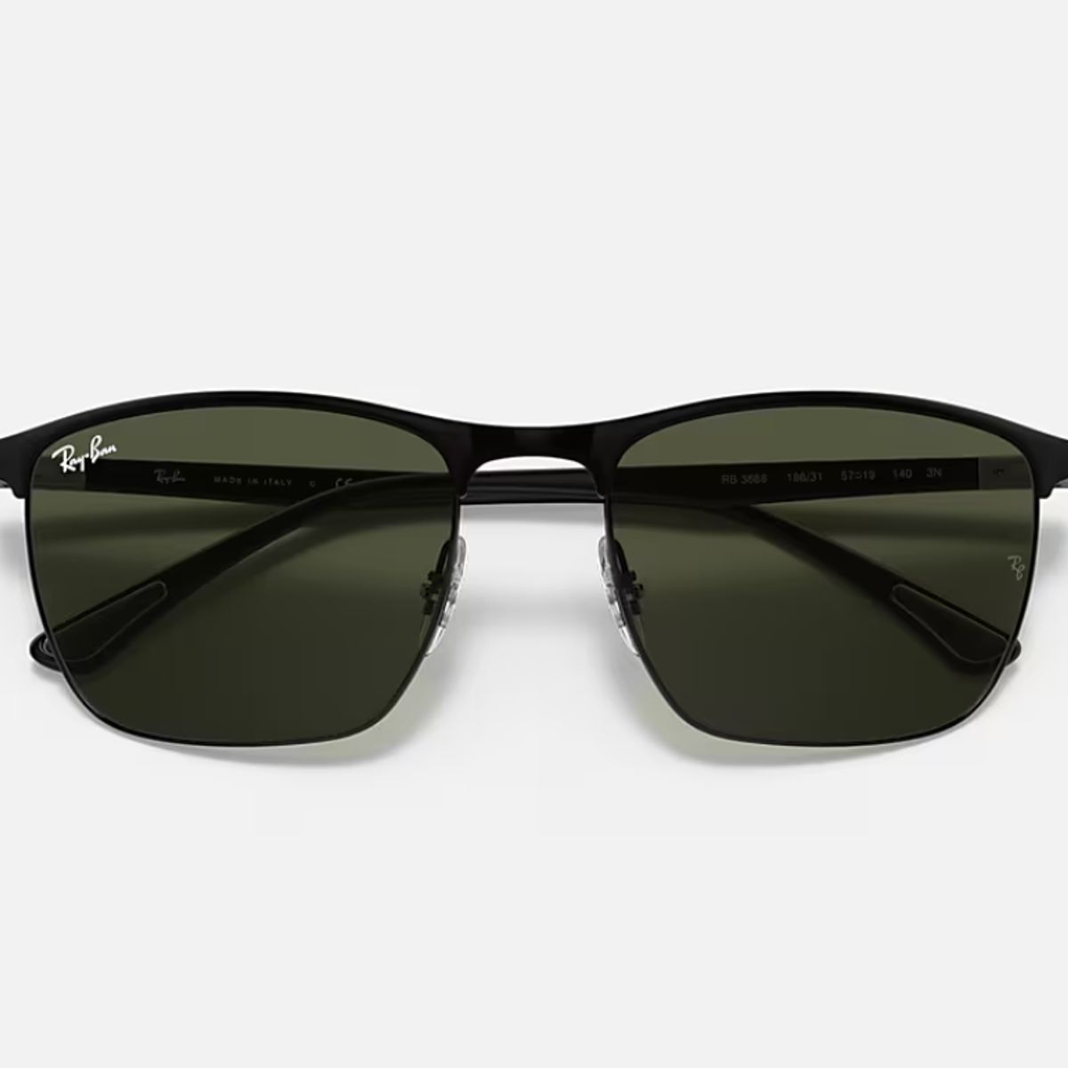 RAY BAN - Anteojos de sol Ray-Ban RB3686 Negro MateVerde 57 mm  Lentes de sol RB3686 18631 57-19