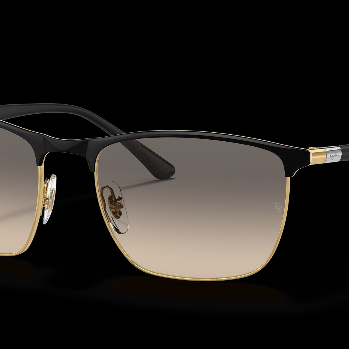 RAY BAN - Anteojos de sol Ray-Ban RB3686 Negro Pulido sobre DoradoGris Claro Degradado 57 mm  Lentes de sol RB3686 18732 57-19