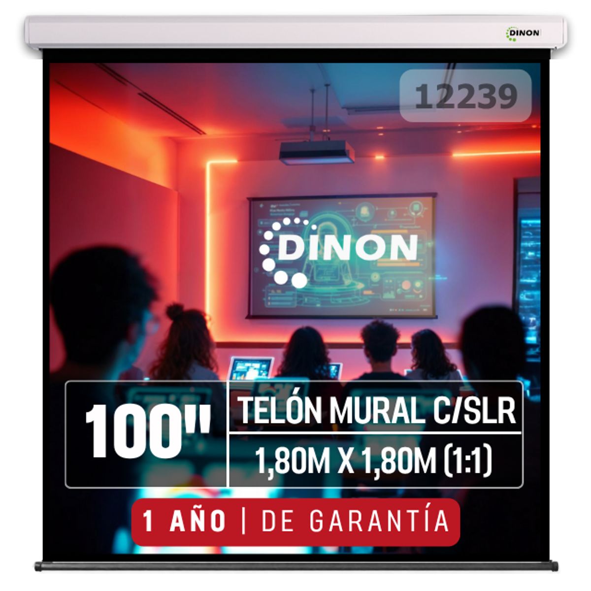 DINON - Telón Mural Slr Dinon 100 1,80mx1,80m 11 1 Año Garantía